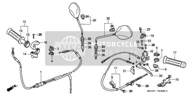 Honda SJ50 1999 Handle Lever/Switch/Cable for a 1999 Honda SJ50